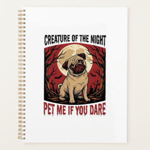 Halloween Pug Shirt with Spooky Graveyard Vintage Planner