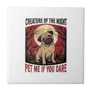 Halloween Pug Shirt with Spooky Graveyard Vintage  Tile