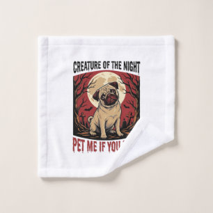 Halloween Pug Shirt with Spooky Graveyard Vintage Wash Cloth