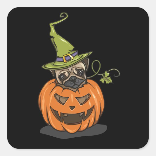 Halloween Pug Square Sticker (Front)