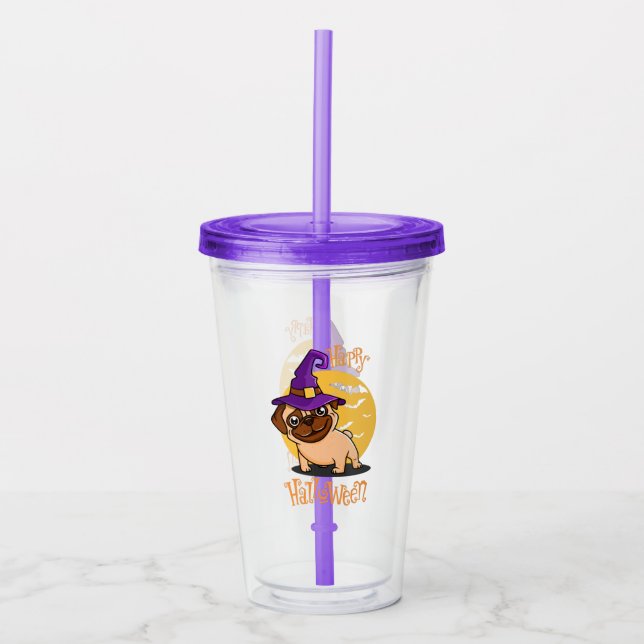 Halloween Puggy Acrylic Tumbler (Front)