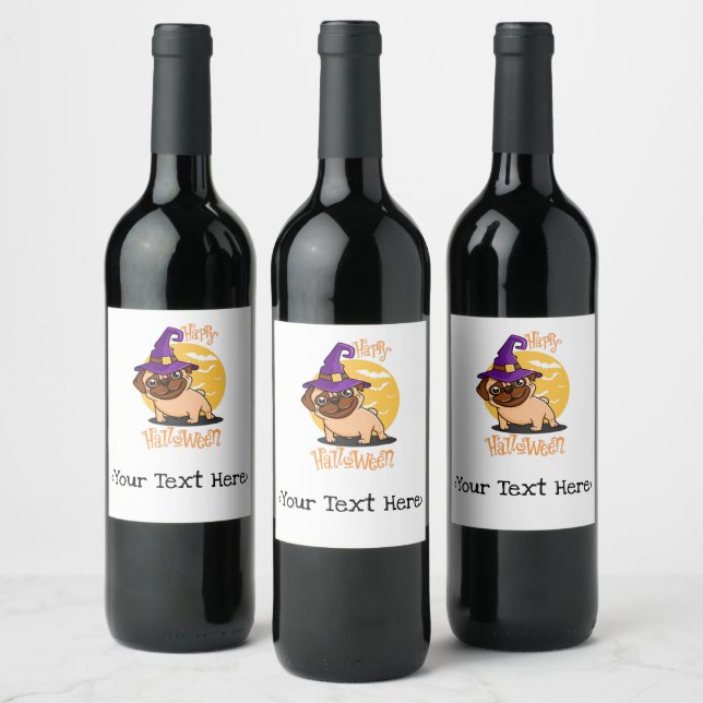 Halloween Puggy Bottle Labels (Bottles)