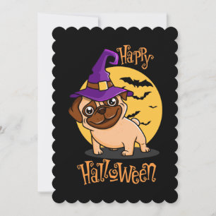 Halloween Puggy Flat Greeting Card