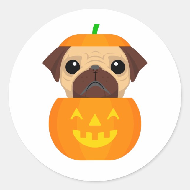 Halloween Pugkin Classic Round Sticker (Front)