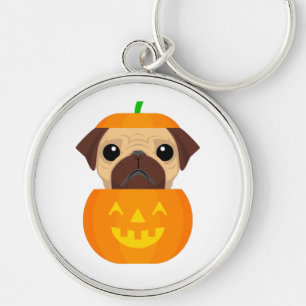 Halloween Pugkin Classic Round Sticker Key Ring