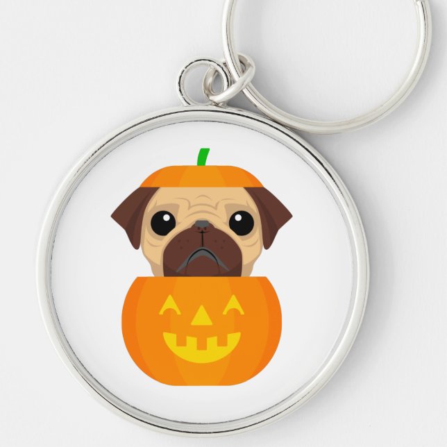 Halloween Pugkin Classic Round Sticker Key Ring (Front)