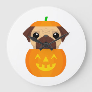Halloween Pugkin Large Clock