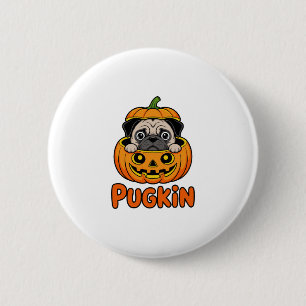 Halloween Pugkin, Pumpkin Pug Dog 6 Cm Round Badge
