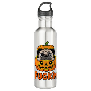 Halloween Pugkin, Pumpkin Pug Dog 710 Ml Water Bottle