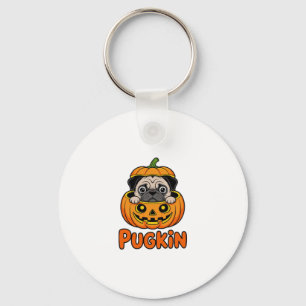 Halloween Pugkin, Pumpkin Pug Dog Key Ring