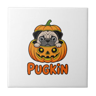 Halloween Pugkin, Pumpkin Pug Dog Tile