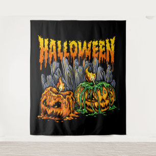Halloween Pumkin background Tapestry