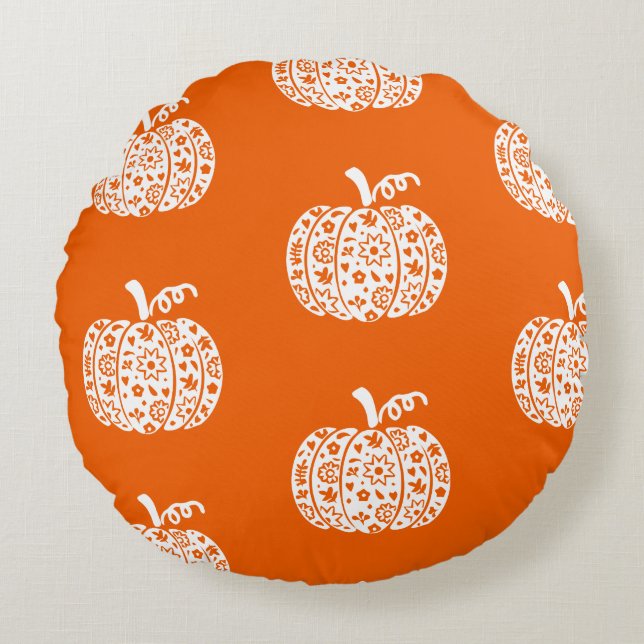 Halloween Pumpk, Funny Halloween, Halloween Party  Round Cushion (Front)
