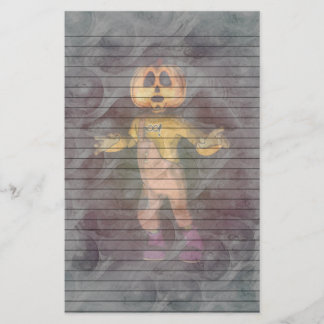 Halloween Pumpkin2 Swirl stationery-optional lines Stationery