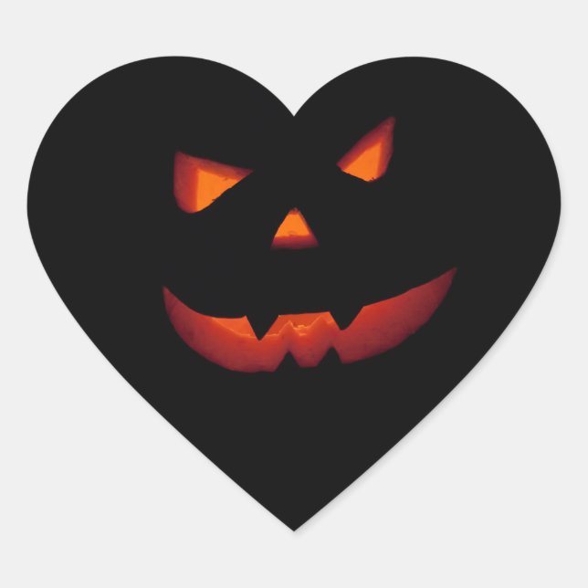 Halloween Pumpkin 001 Heart Sticker (Front)