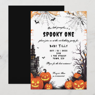 Halloween pumpkin 1st birthday party invitation