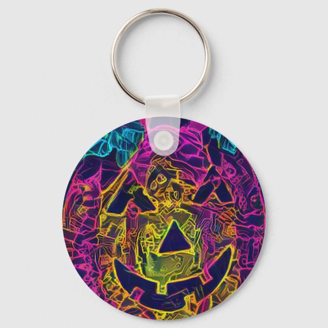 Halloween pumpkin A.I. photo fun Key Ring (Front)