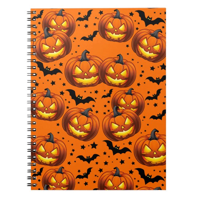  Halloween Pumpkin and Bats Notebook (Front)