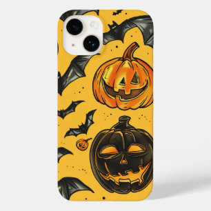 Halloween Pumpkin and Bats Pattern Vintage Fall Case-Mate iPhone 14 Case