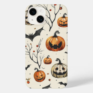 Halloween Pumpkin and Bats Pattern Vintage Fall Case-Mate iPhone 14 Case