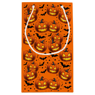 Halloween Pumpkin and Bats Small Gift Bag