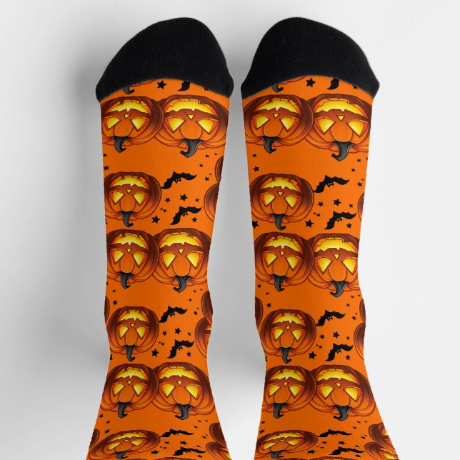  Halloween Pumpkin and Bats Socks (Top)