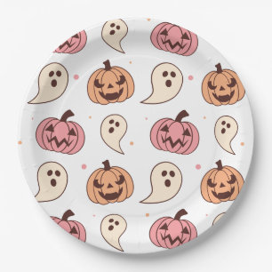 Halloween Pumpkin and Ghost Paper Plate
