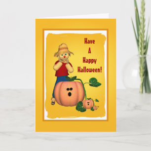 Halloween Pumpkin and Scarecrow Card