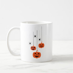 Halloween pumpkin and spider coffee mug