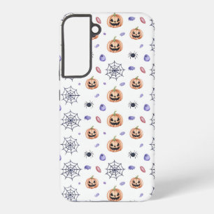 Halloween Pumpkin and Spider Web Pattern Samsung Galaxy Case