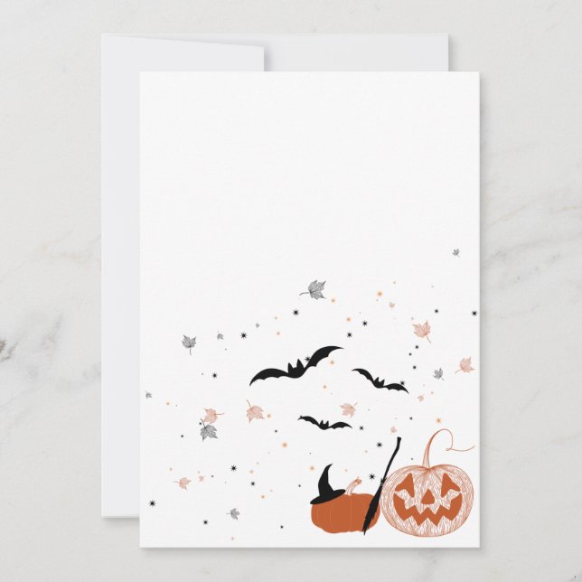 Halloween Pumpkin and Witch  Invitation (Front)