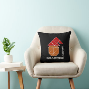 Halloween Pumpkin and Witch's Hat Cushion