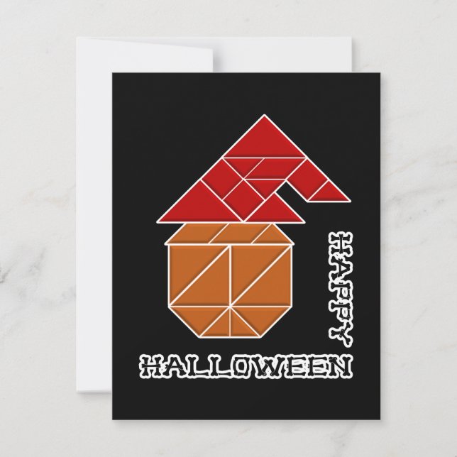 Halloween Pumpkin and Witch's Hat Invitation (Front)