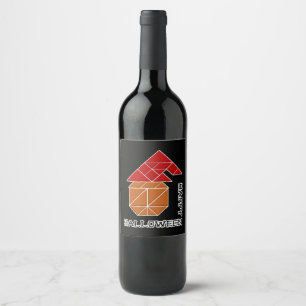 Halloween Pumpkin and Witch's Hat Wine Label