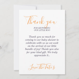 Halloween Pumpkin Animals Little Boo Baby Shower Thank You Card