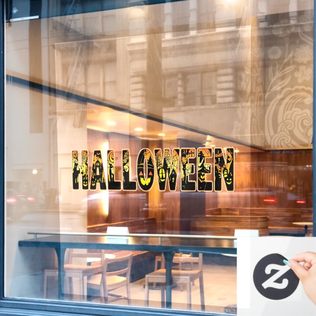 Halloween Pumpkin Artwork Window Cling (Cafe Window)