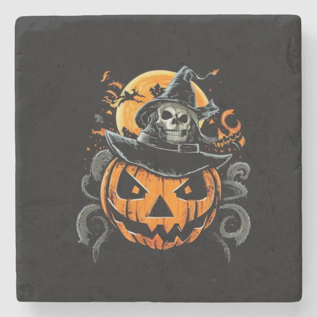 Halloween/pumpkin/autumn/fall  stone coaster (Front)