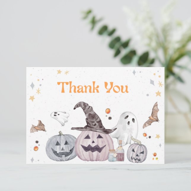 Halloween Pumpkin Baby Shower Thank You Card (Standing Front)