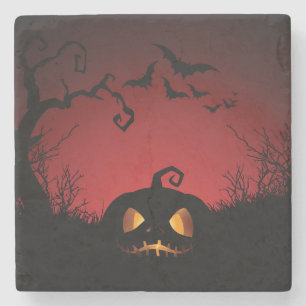 Halloween Pumpkin Background Stone Coaster