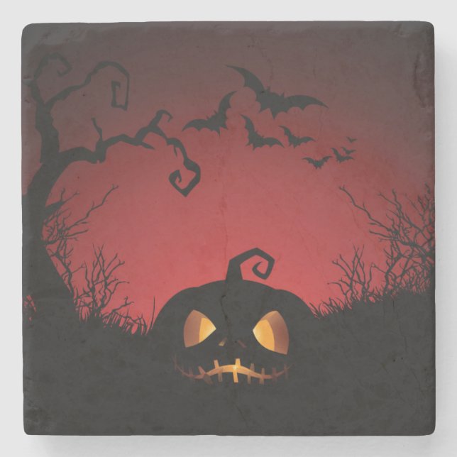 Halloween Pumpkin Background Stone Coaster (Front)