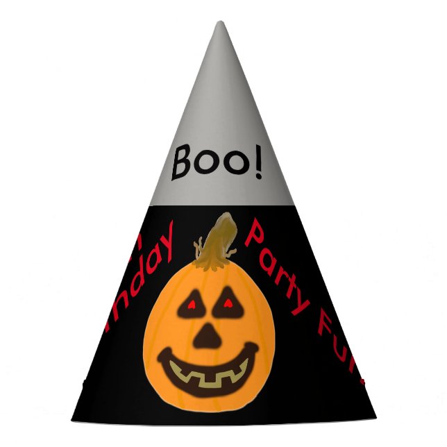 Halloween Pumpkin Balloons Boo Birthday Hats (Front)