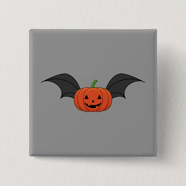 Halloween Pumpkin Bat 15 Cm Square Badge (Front)