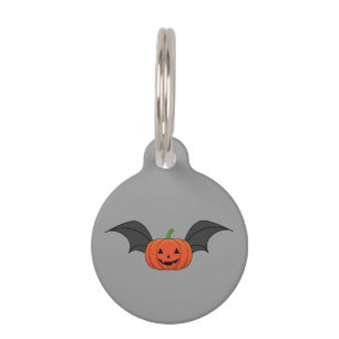 Halloween Pumpkin Bat Add Name Pet Tag