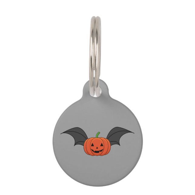 Halloween Pumpkin Bat | Add Name Pet Tag (Front)