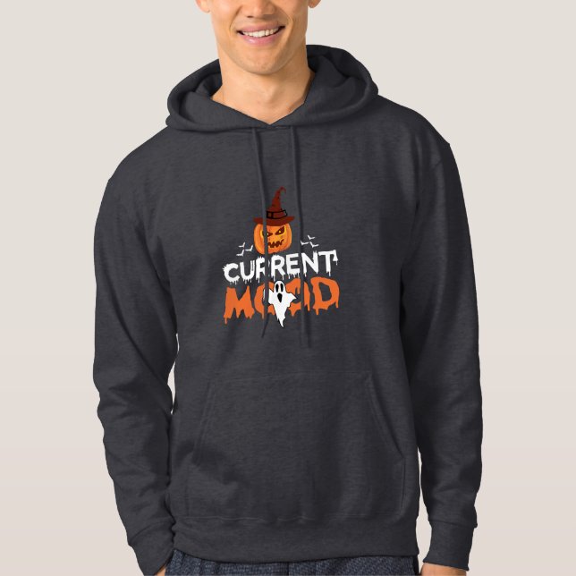 Halloween Pumpkin Bat Current Mood Horror Hoodie (Front)
