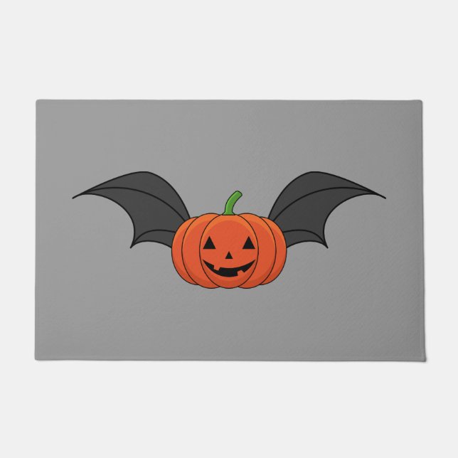 Halloween Pumpkin Bat Doormat (Front)
