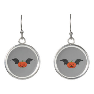 Halloween Pumpkin Bat Earrings