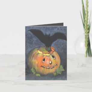 Halloween Pumpkin Bat Folded Note Card