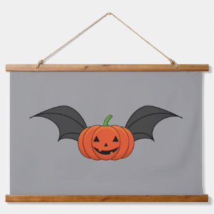 Halloween Pumpkin Bat Hanging Tapestry