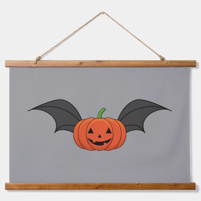 Halloween Pumpkin Bat Hanging Tapestry (Front)